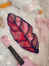 килим ручної роботи червоний лист арт дизайнерський tufting килим природна форма