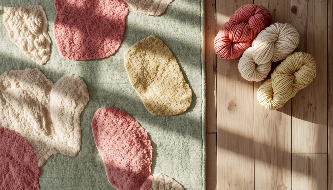 Процес створення тафтингового килима ручної роботи з використанням яскравої пряжі та тафтингового пістолета